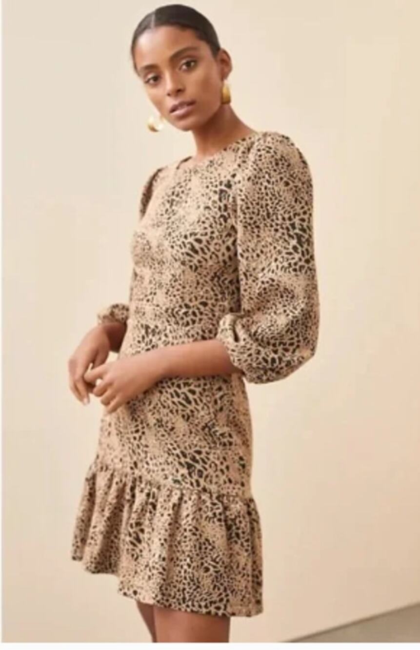 Maeve by Anthropologie Knit Animal Print Cut-Out Mini Dress Size 10